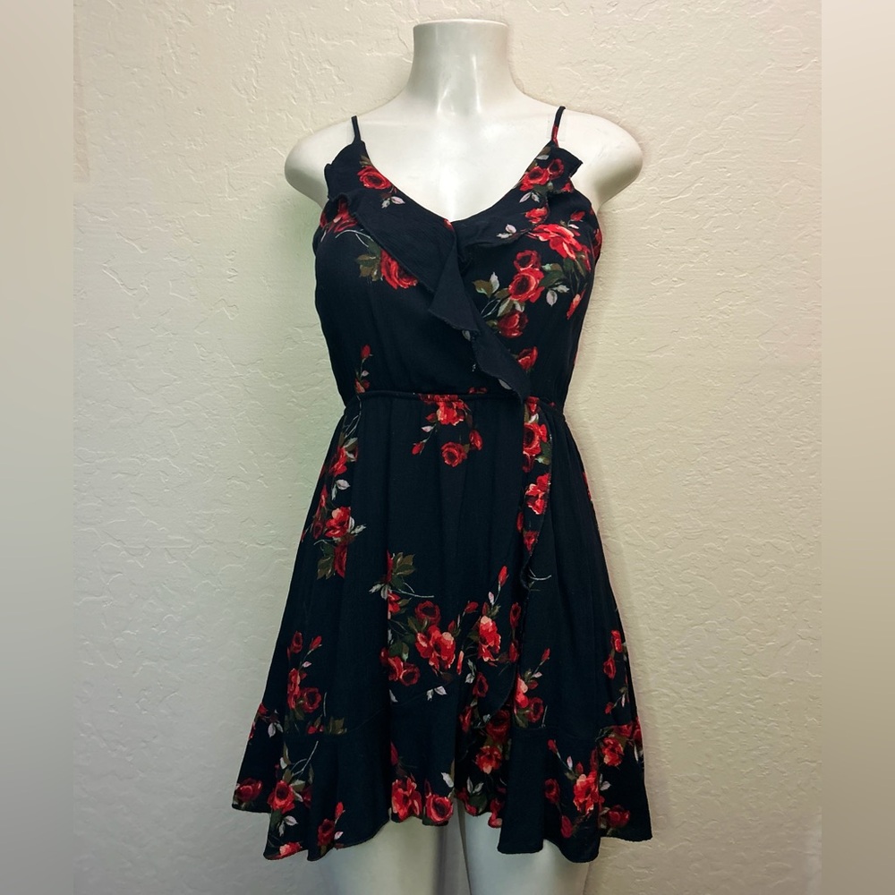 Floral Print Cami Black Dress